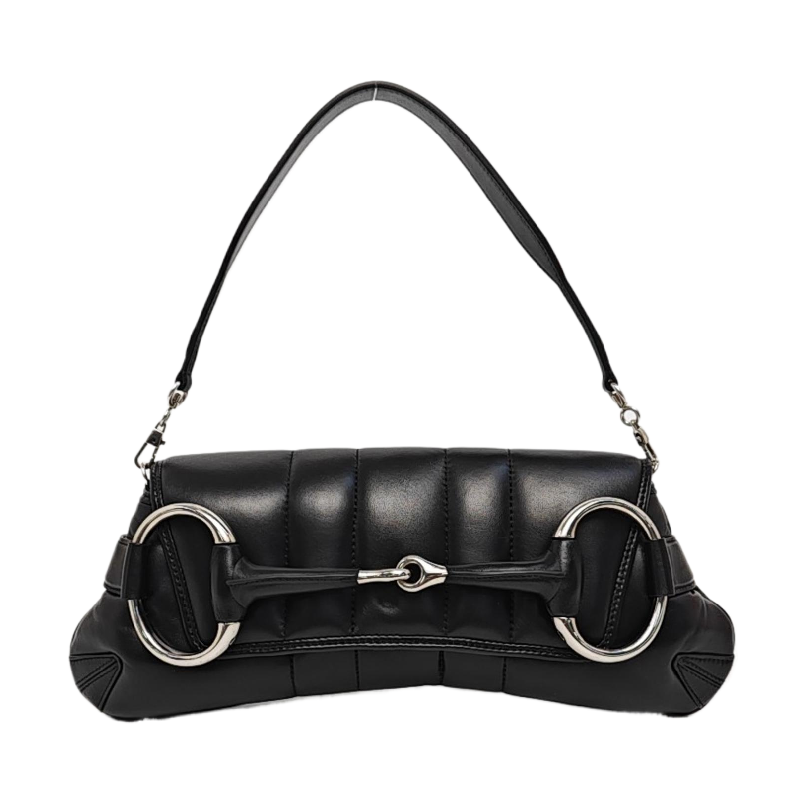 Horsebit Chain Medium Quilted Lambskin Black