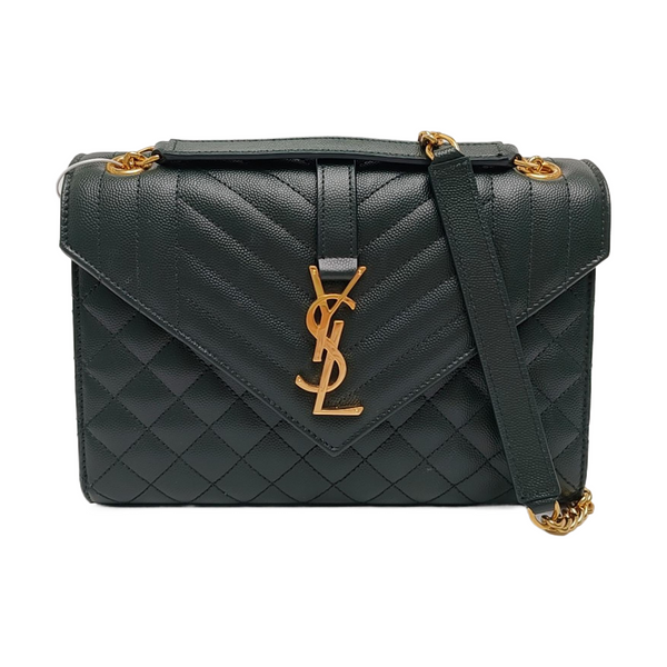 ENVELOPE Medium Chevron, Quilted Calfskin Green