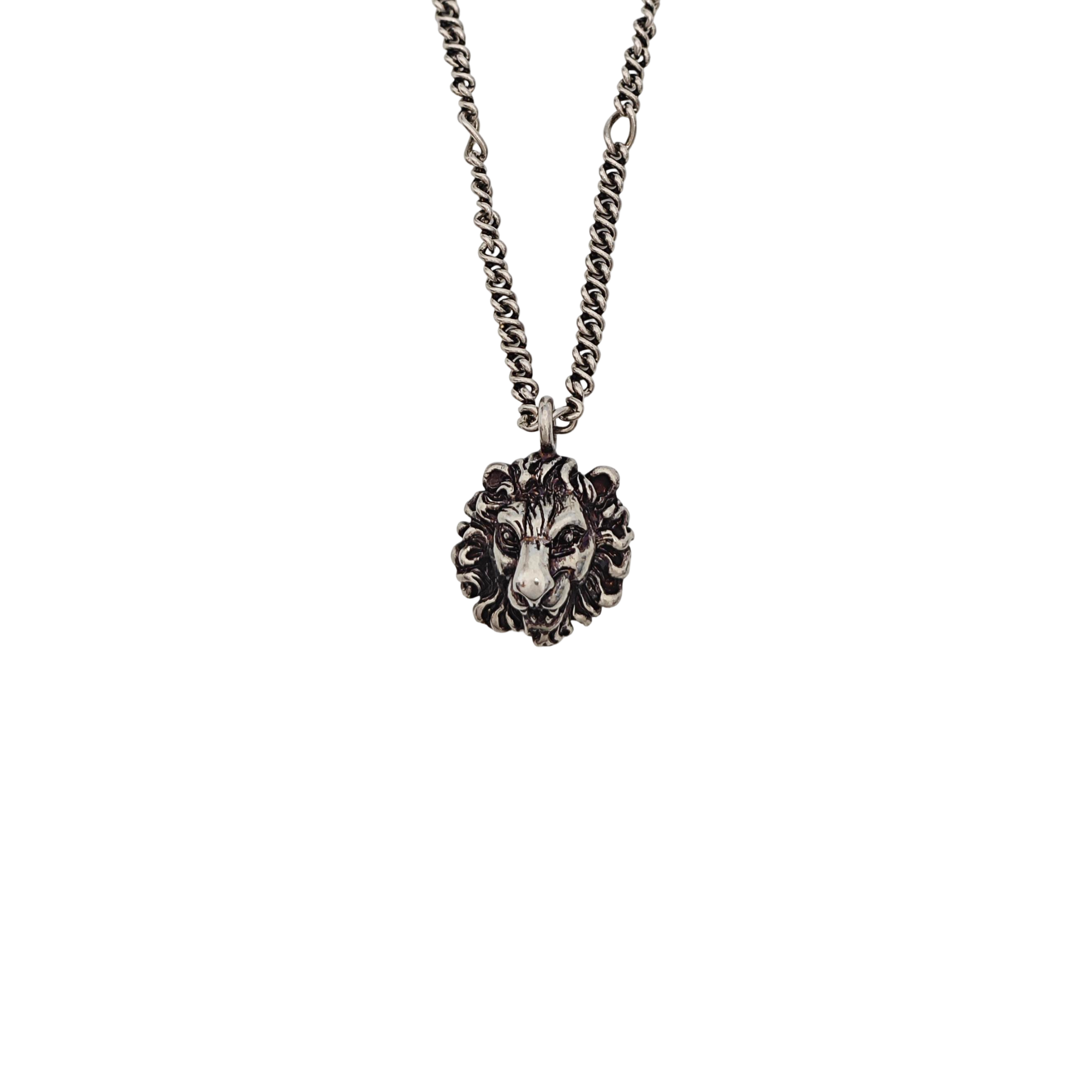 Lion Head Metal Gray Necklace