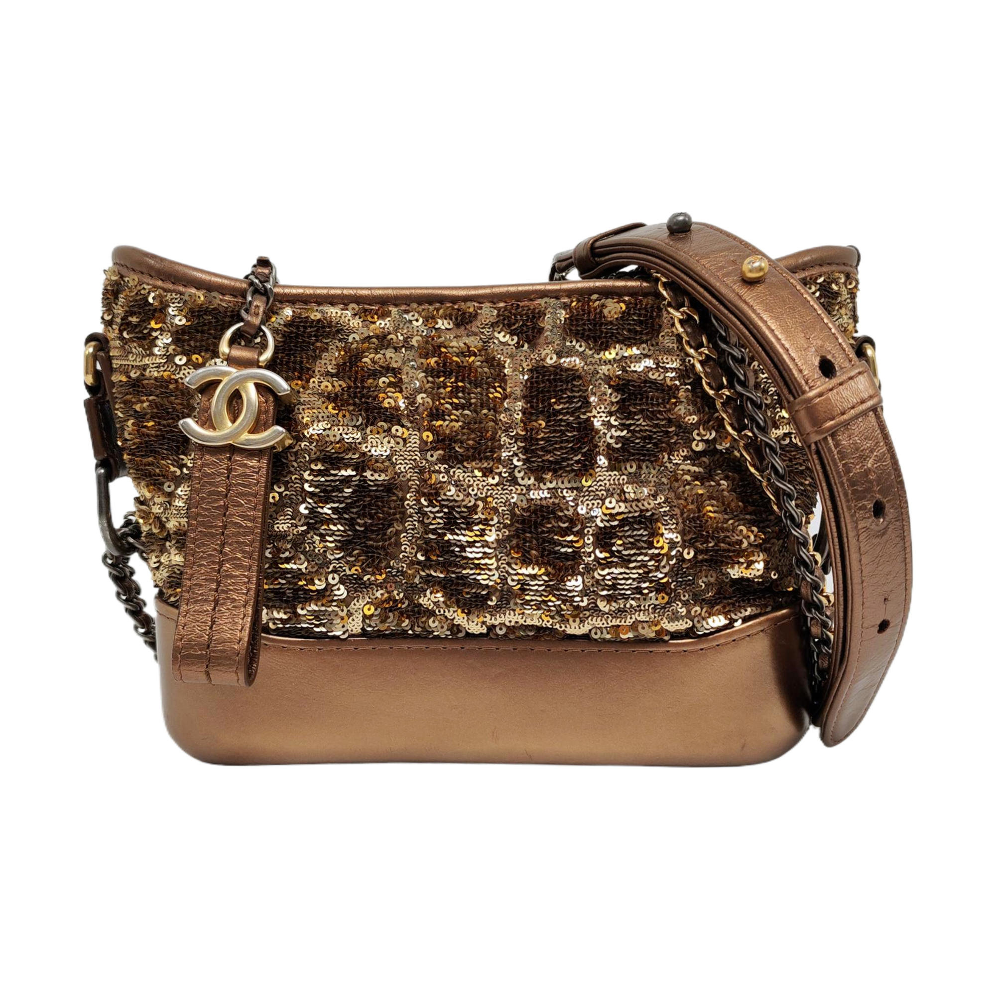Authenticated pre-owned  GABRIELLE Small Sequins Brown - Shoulder Bag at Looply