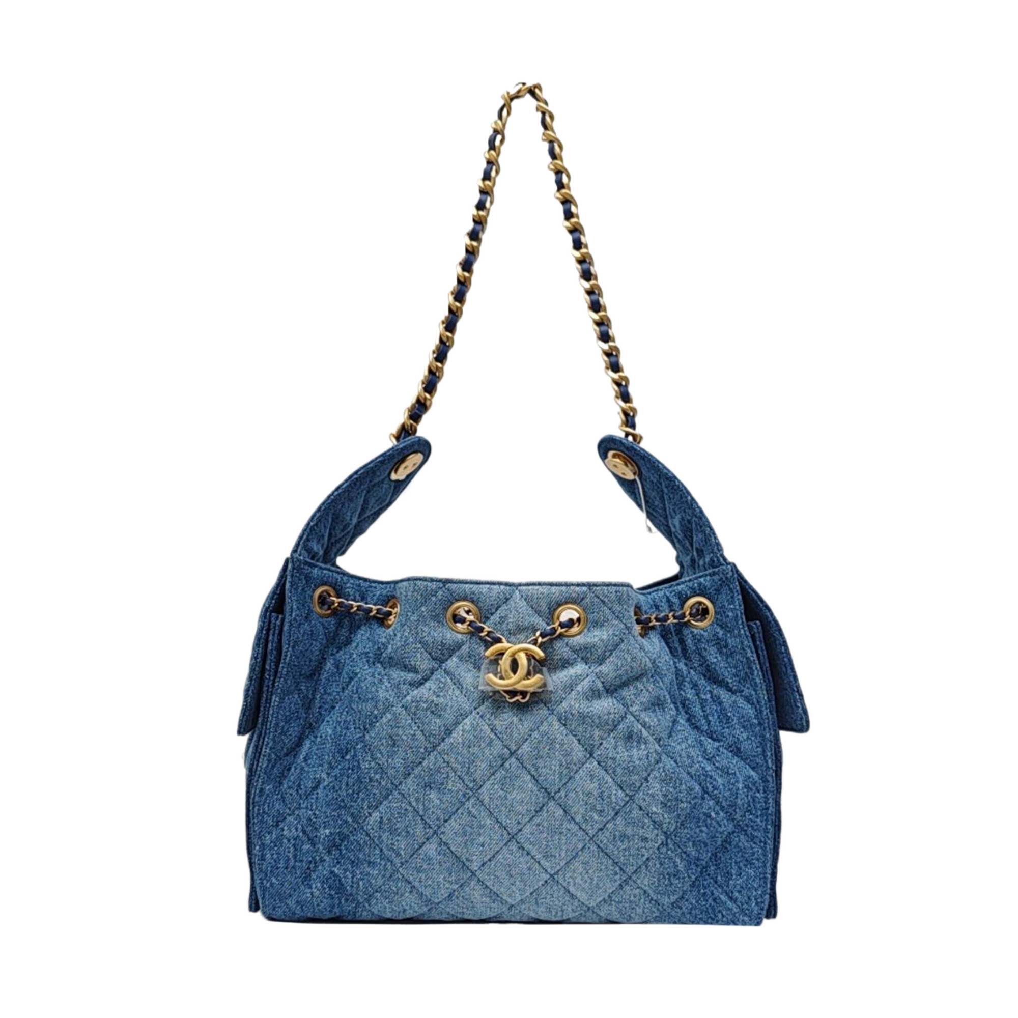 CHANEL 25 Small Quilted Suede Blue