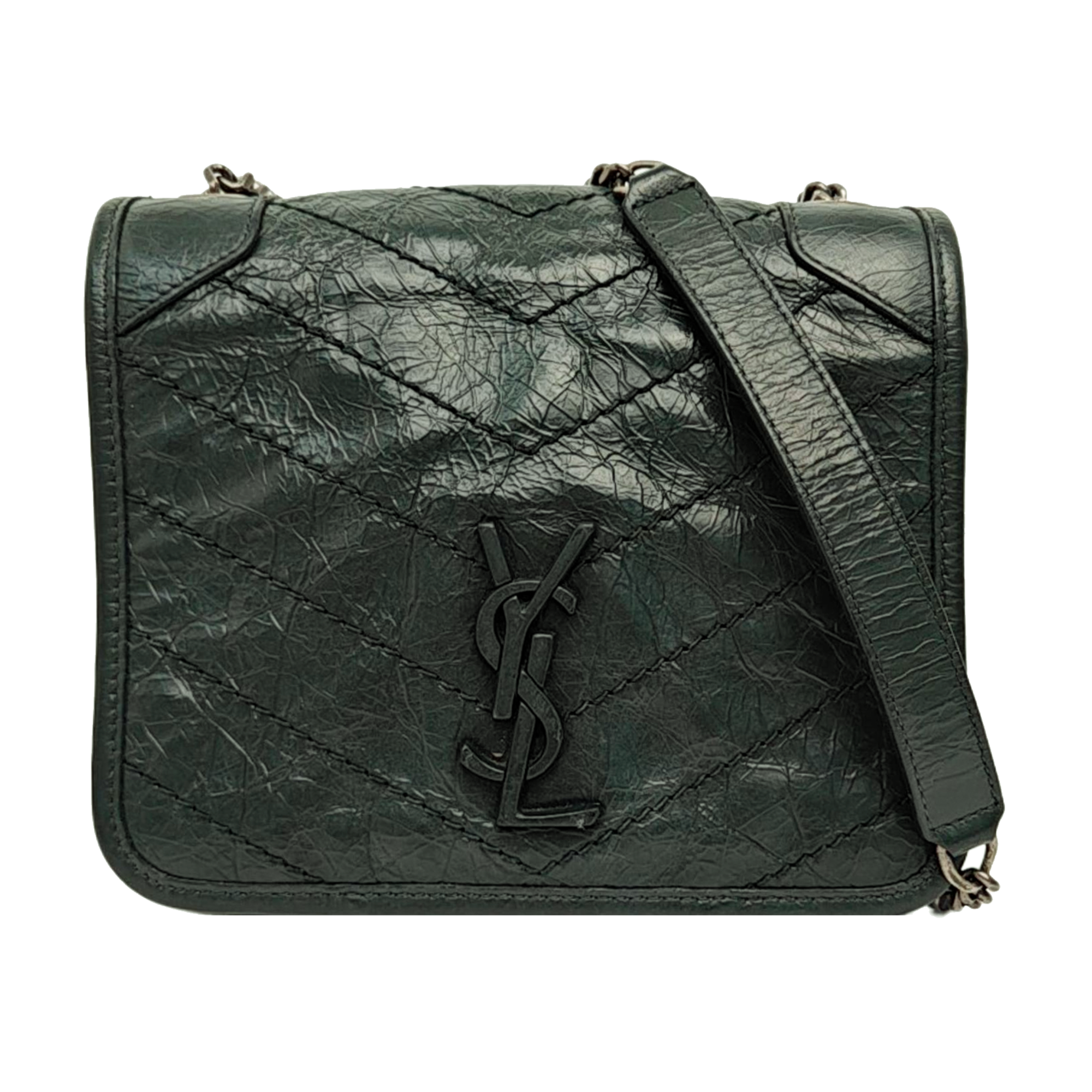 NIKI Mini Chevron Calfskin Green