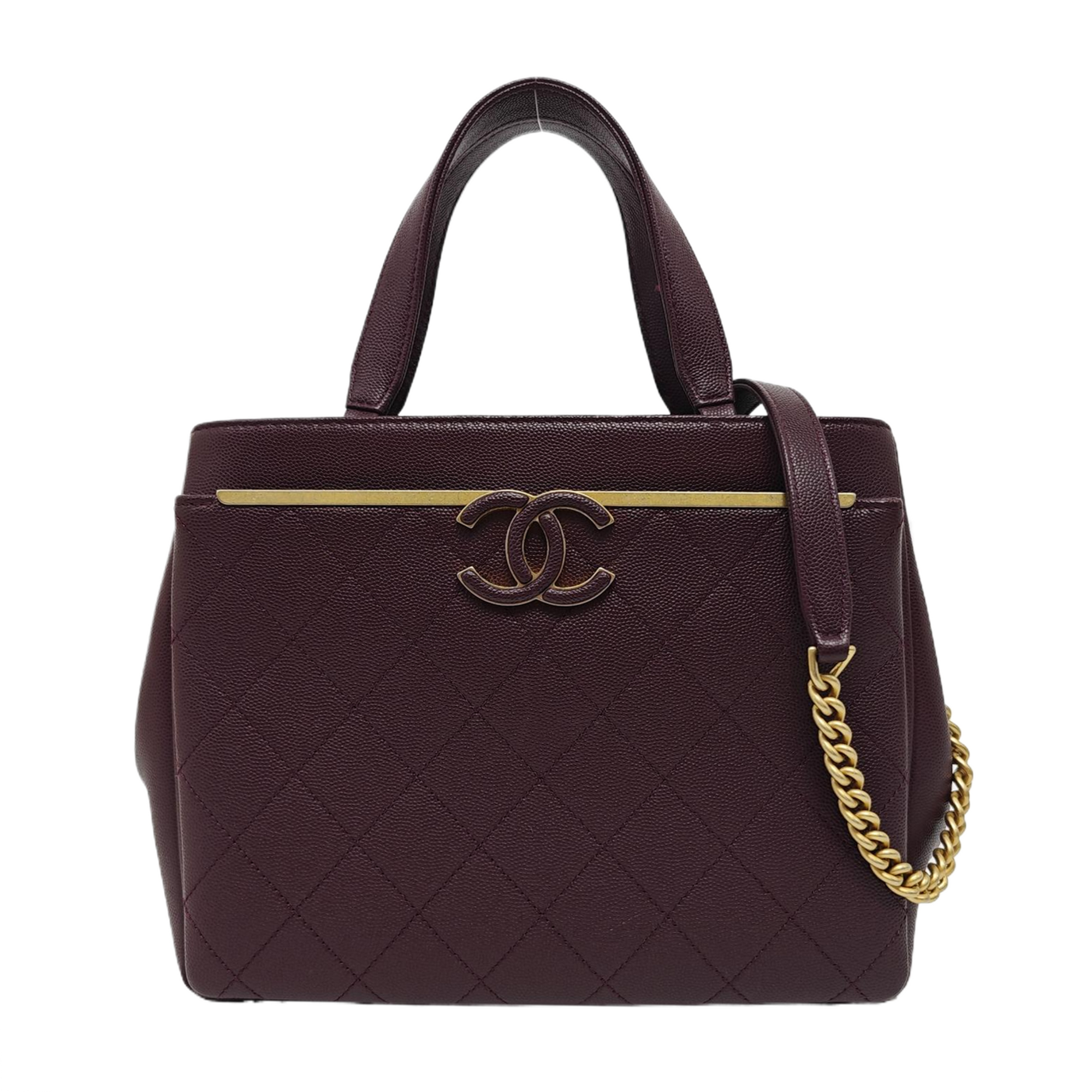 Quilted Grained Calfskin Shoulder Bag Red
