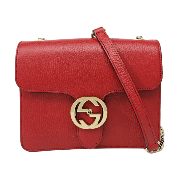 Interlocking G Small Calfskin Red