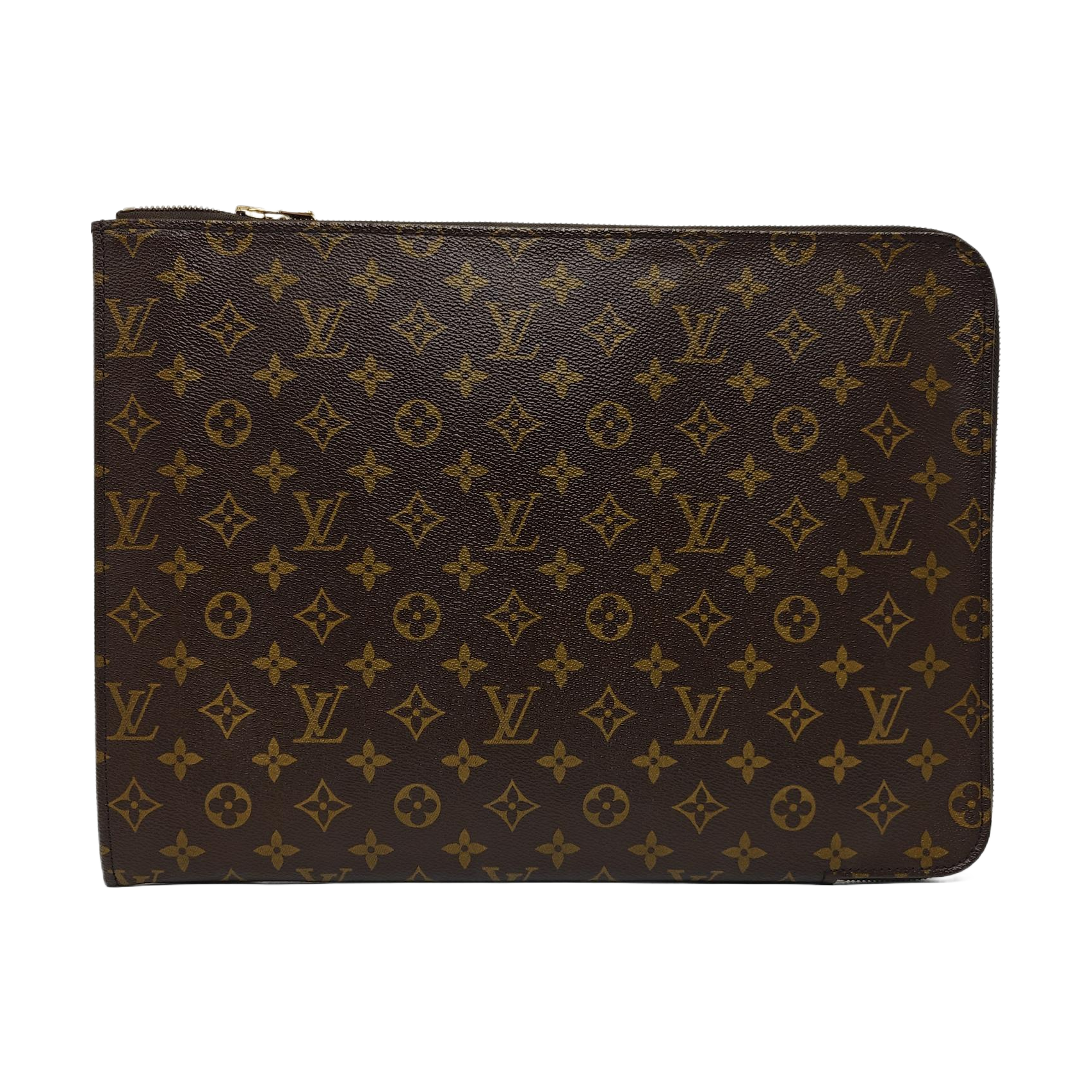 Monogram Coated Canvas Clutch Brown