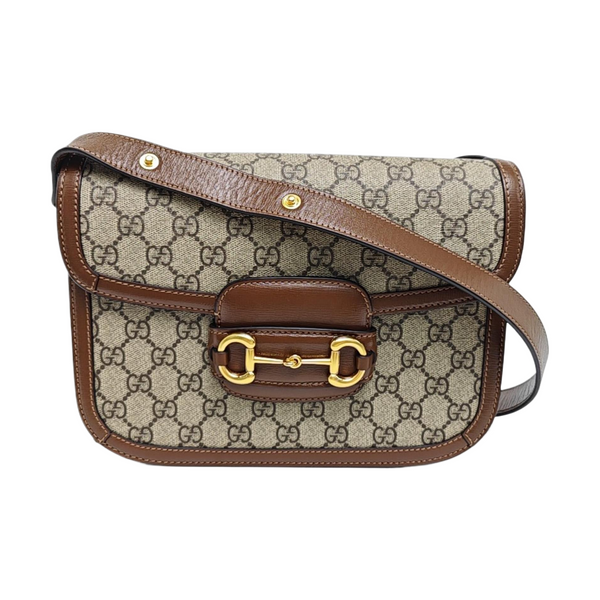 Horsebit 1955 Medium Monogram Coated Canvas Beige