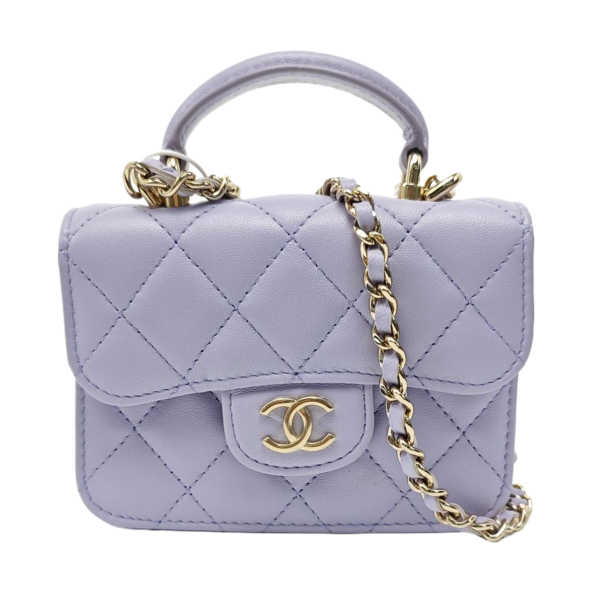 Quilted Lambskin Shoulder Bag Small Purple