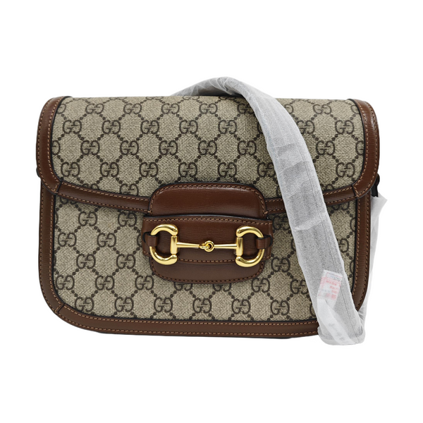 Horsebit 1955 Medium Monogram Coated Canvas Beige