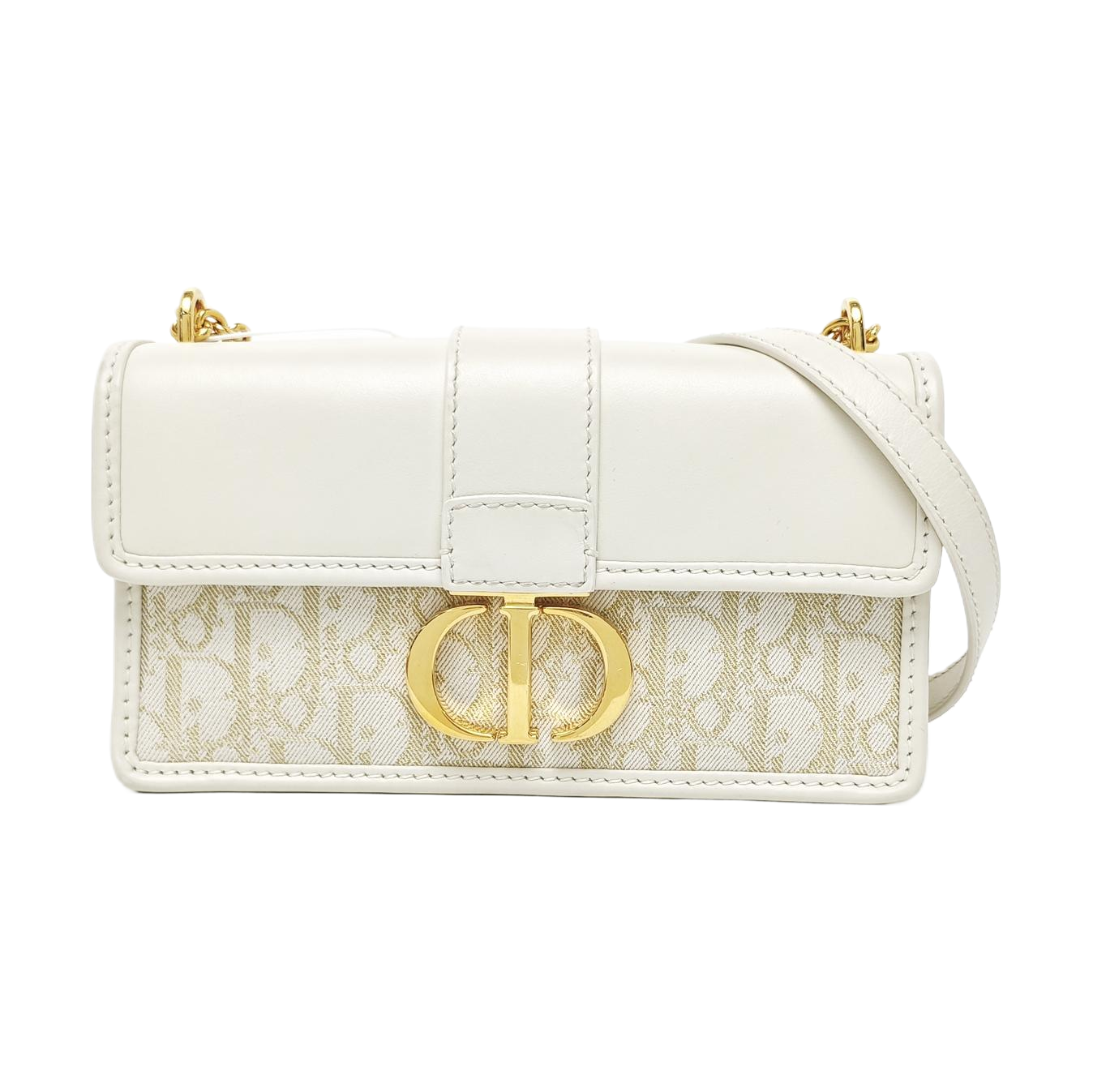 30 Montaigne East-West Small Oblique Canvas White
