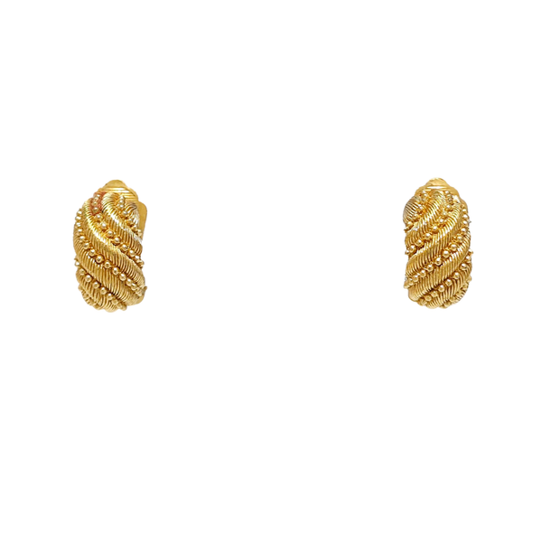 Twist Round Metal Gold Clip On Earrings