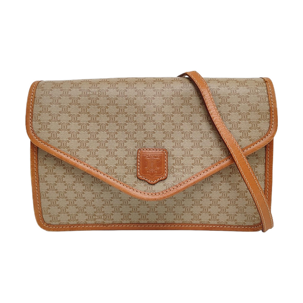 Coated Canvas Shoulder Bag Beige