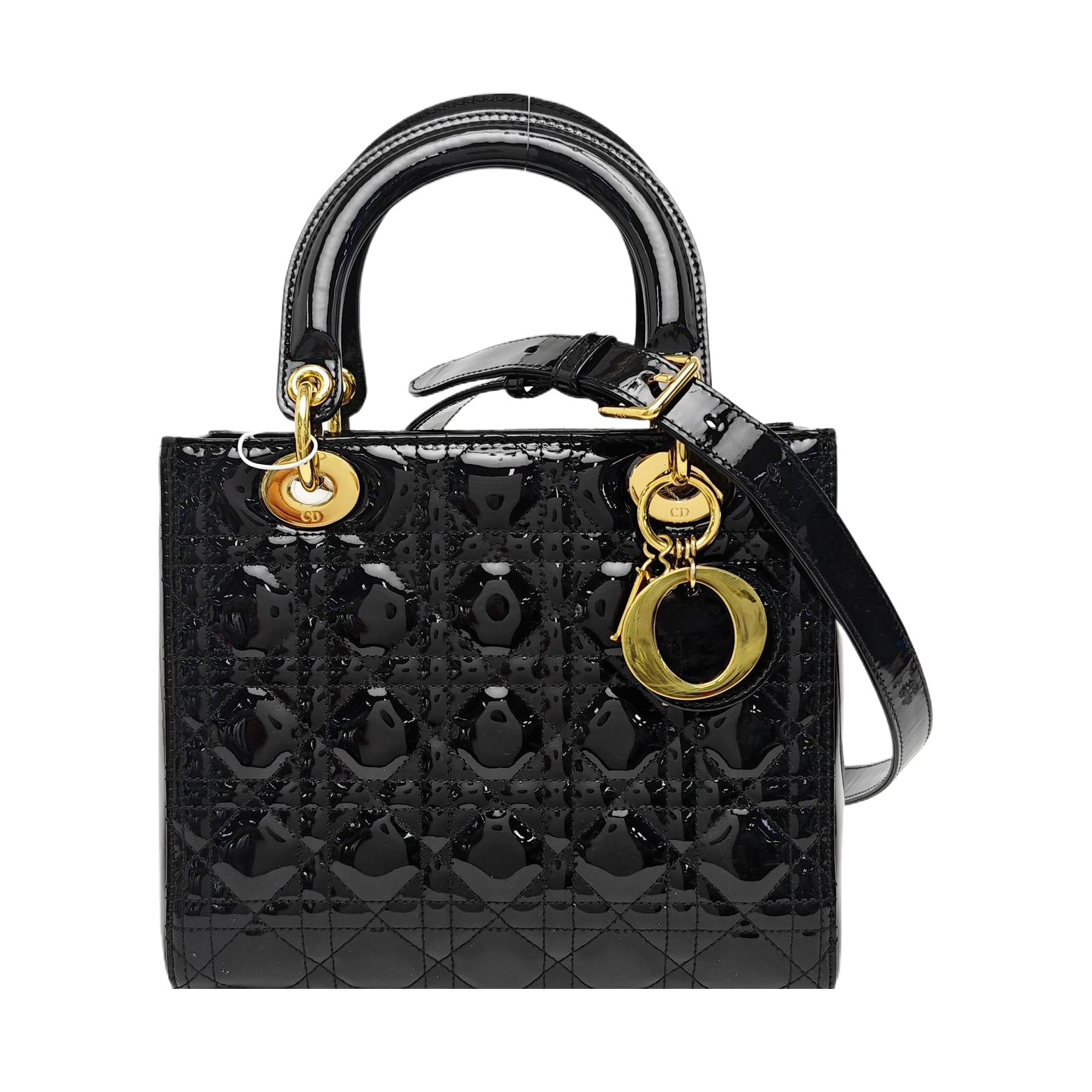 Lady Dior Medium Cannage Patent Leather Black