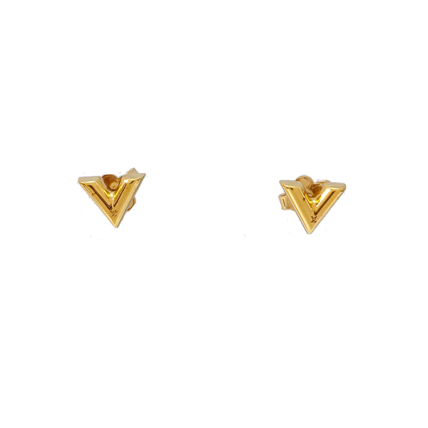 ESSENTIAL V Brass Gold Stud Earrings