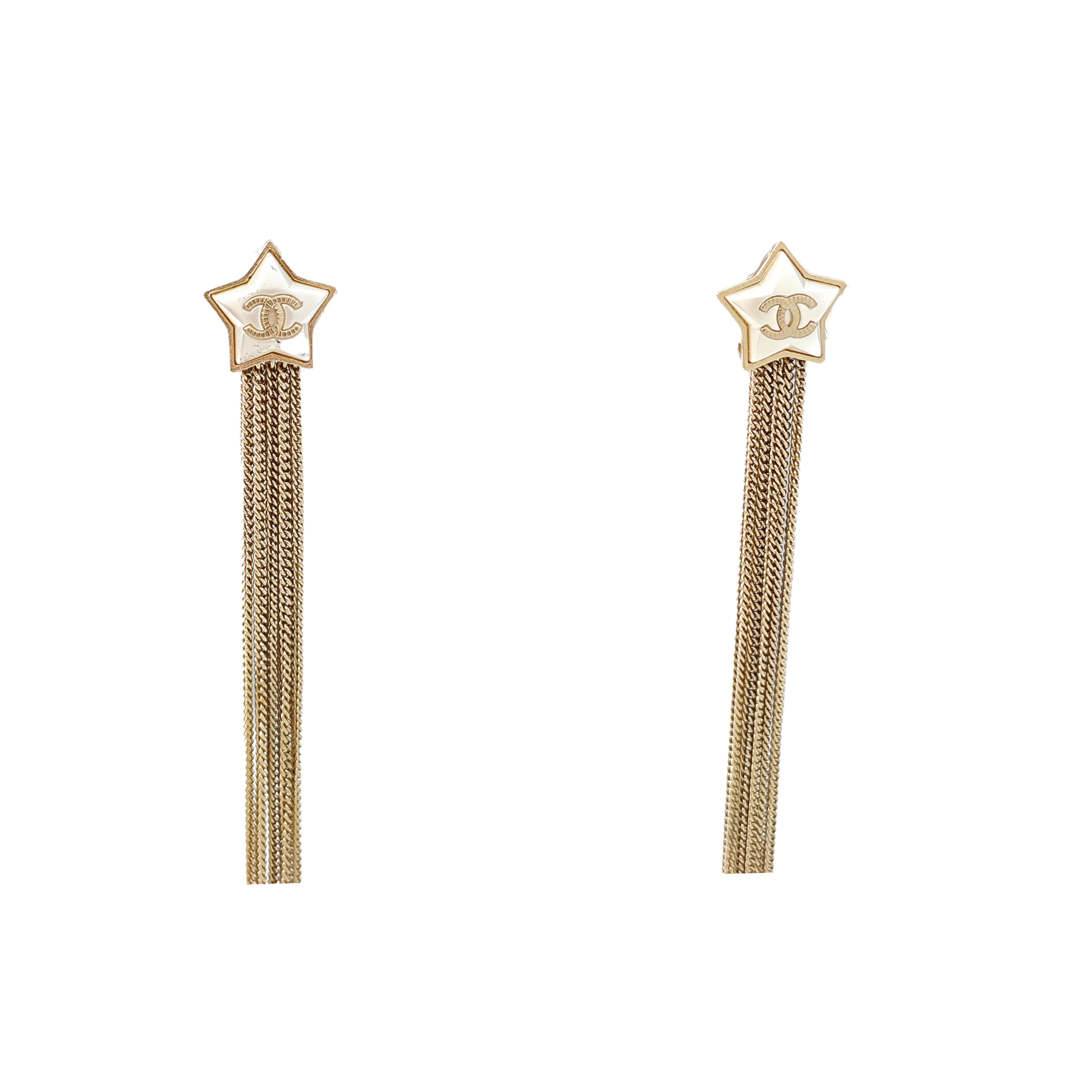 CC Logo Metal Gold Stud Earrings