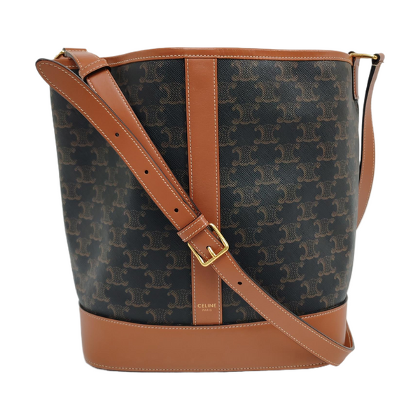Authenticated pre-owned  TRIOMPHE CANVAS Medium Coated Canvas Brown - Bucket Bag at Looply