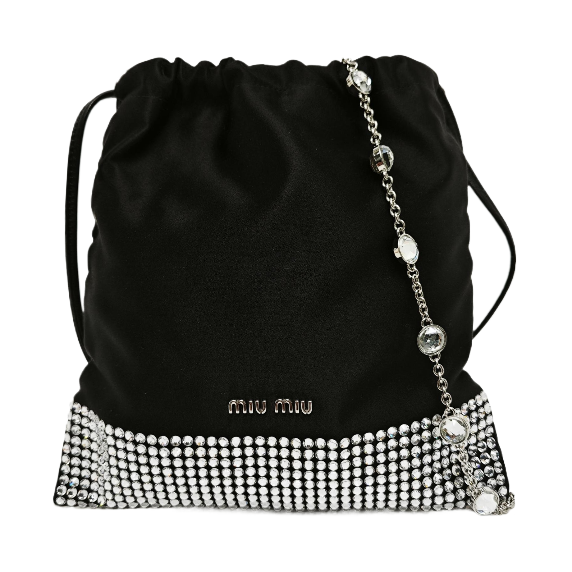 Silk Satin Shoulder Bag Black