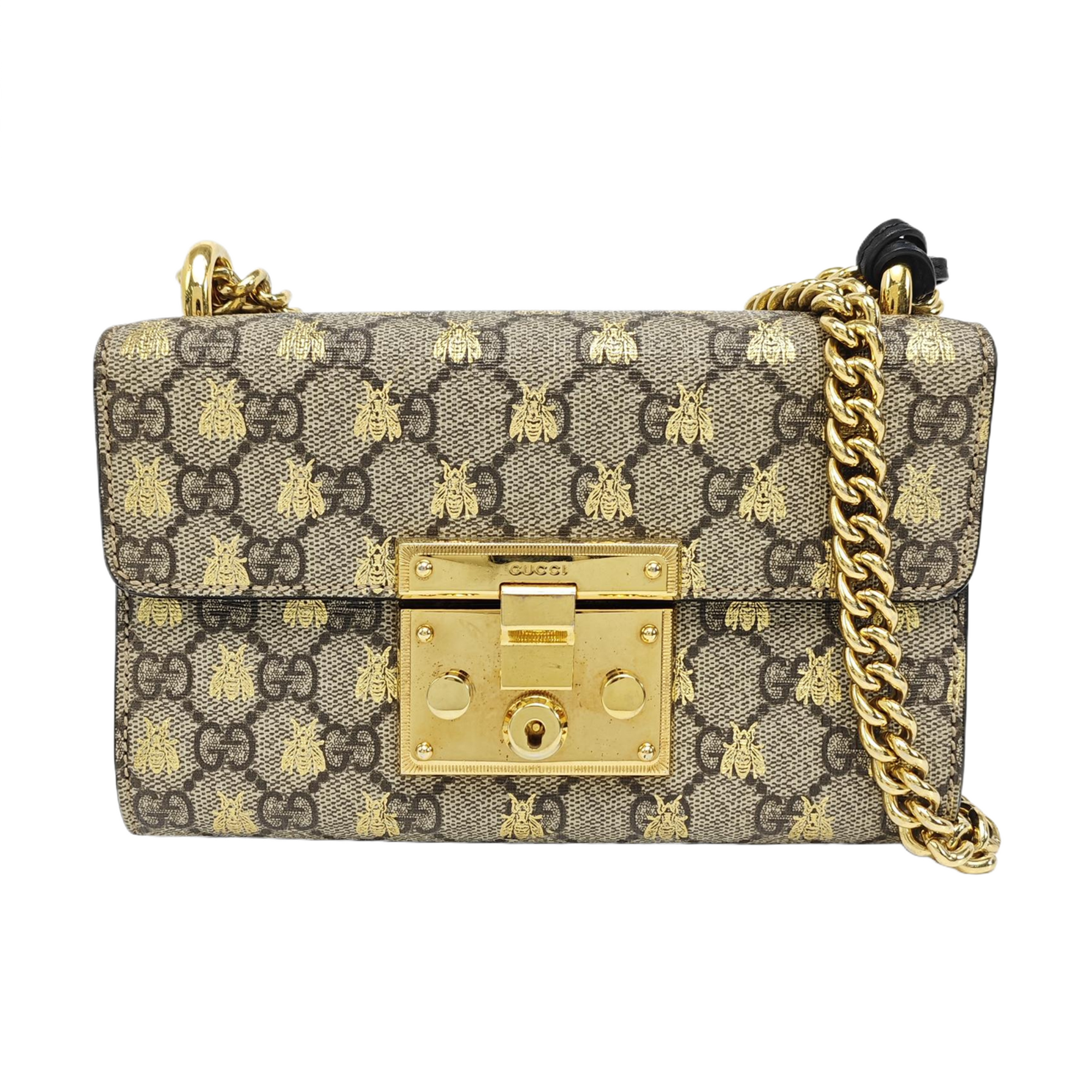 Padlock Small Monogram Coated Canvas Beige