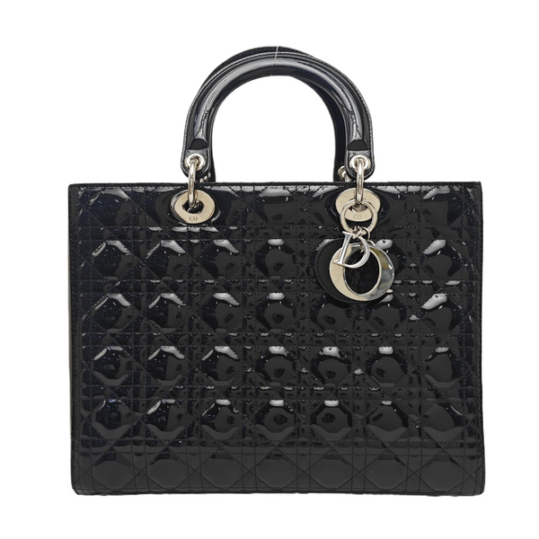 Lady Dior Large Cannage Patent Leather Black