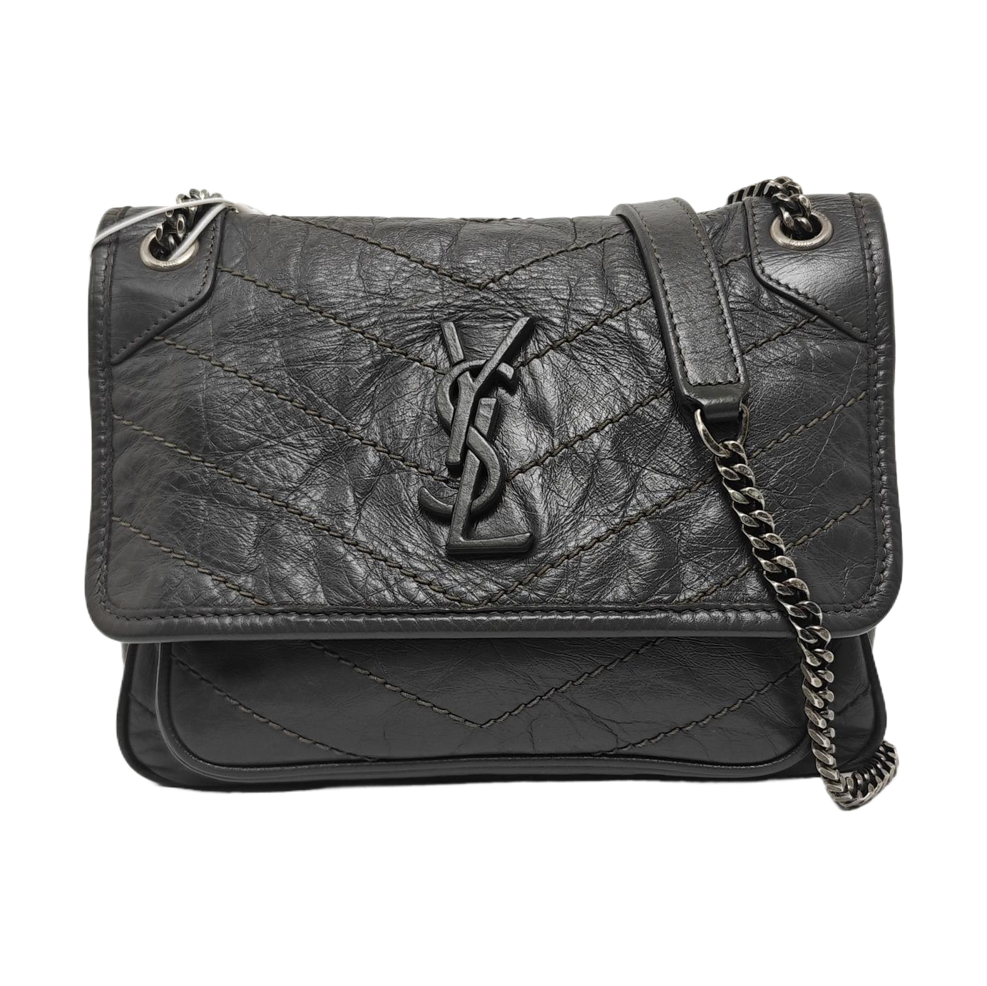 NIKI Small Chevron Calfskin Gray