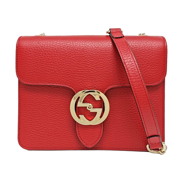 Interlocking G Small Calfskin Red