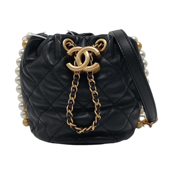 DRAWSTRING Mini Quilted Calfskin Black
