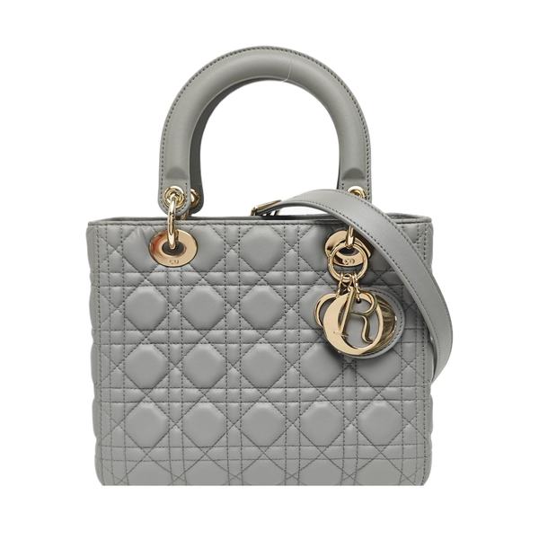 Lady Dior Medium Cannage Lambskin Gray