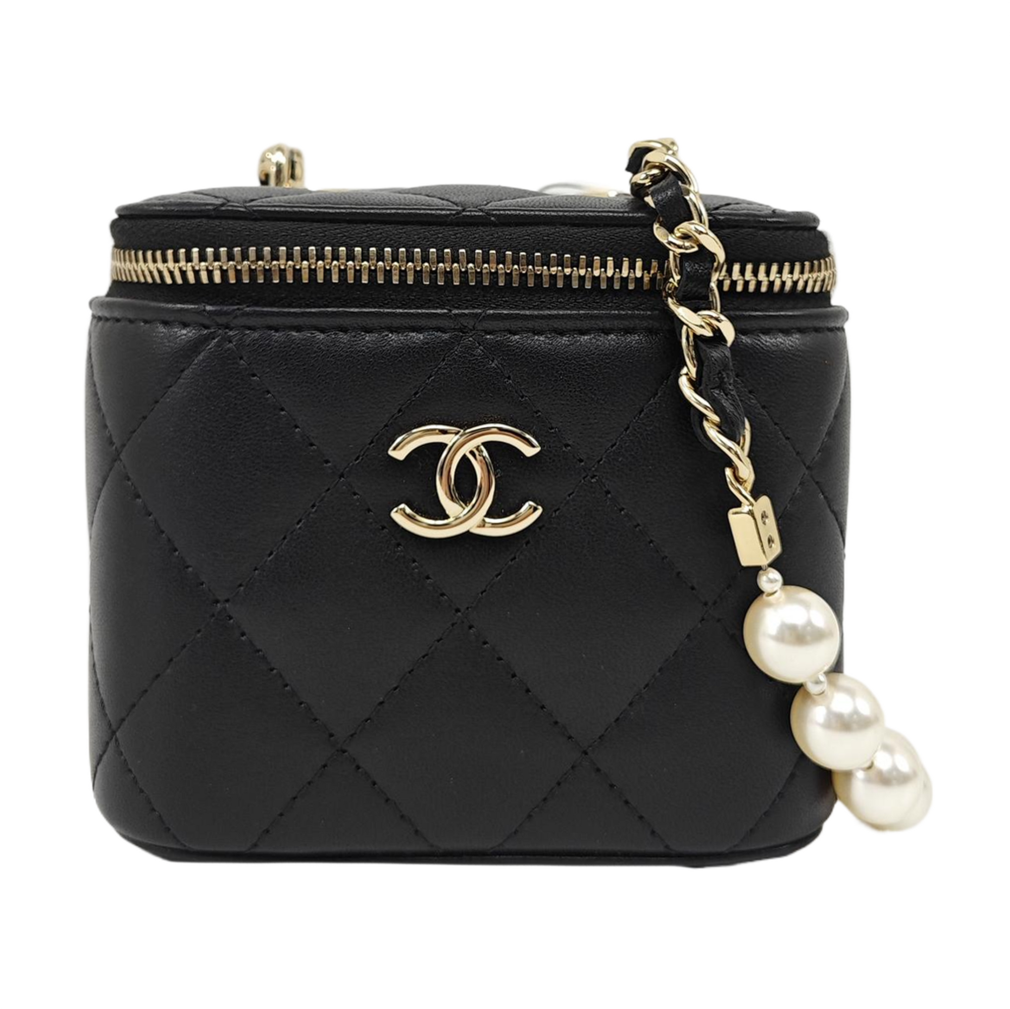 VANITY CASE Mini Quilted Lambskin Black