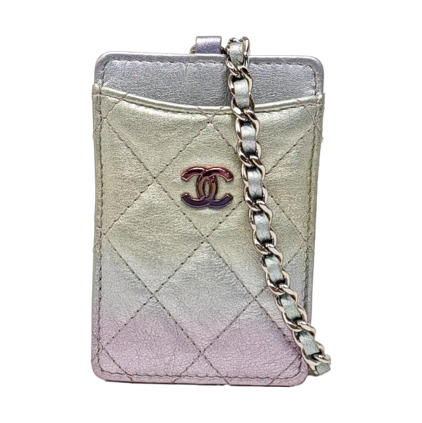 Quilted Calfskin Card Holder Multicolor