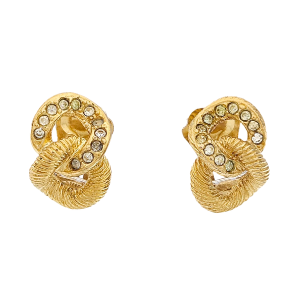 Twist Round Metal Gold Clip On Earrings