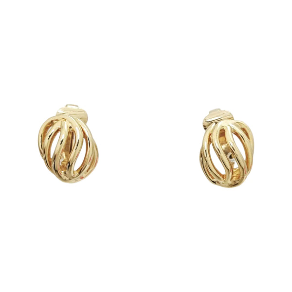 Twist Round Metal Gold Clip On Earrings
