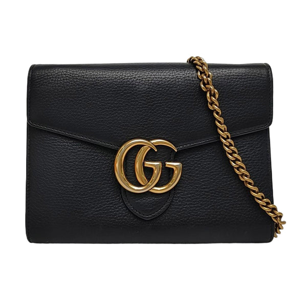 Authenticated pre-owned  GG Marmont Mini Calfskin Black - Shoulder Bag at Looply