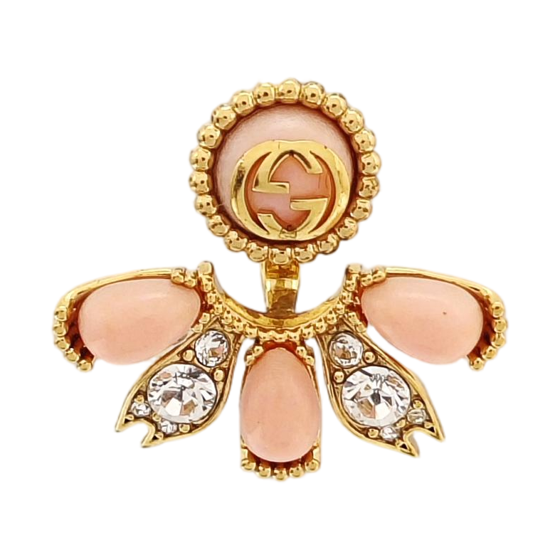 Interlocking G Metal Pink Stud Earrings