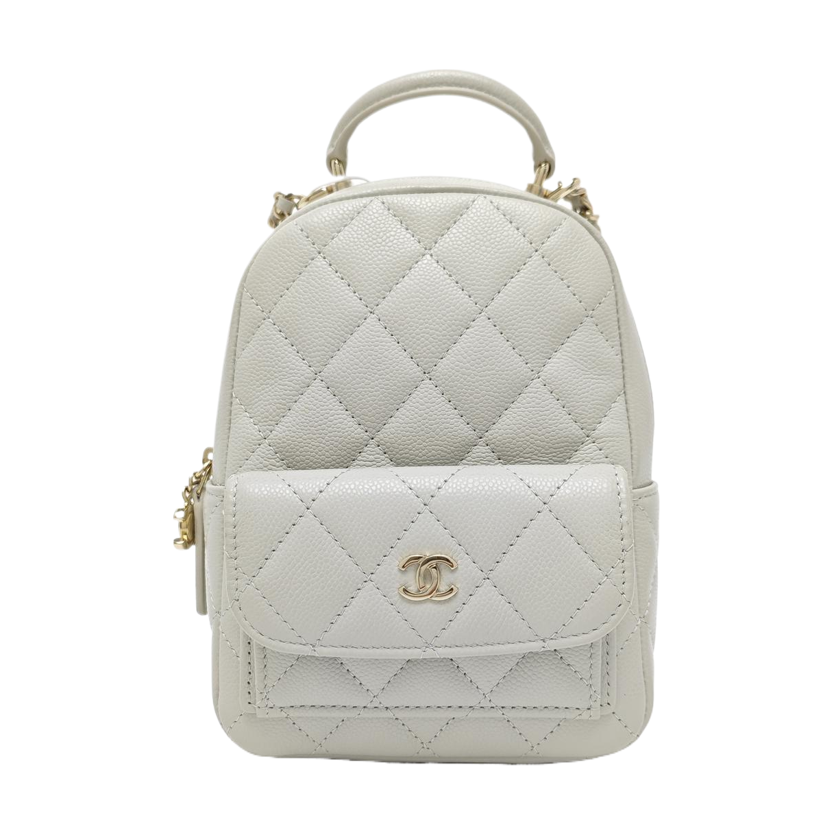 Quilted Grained Calfskin Backpack Mini Gray