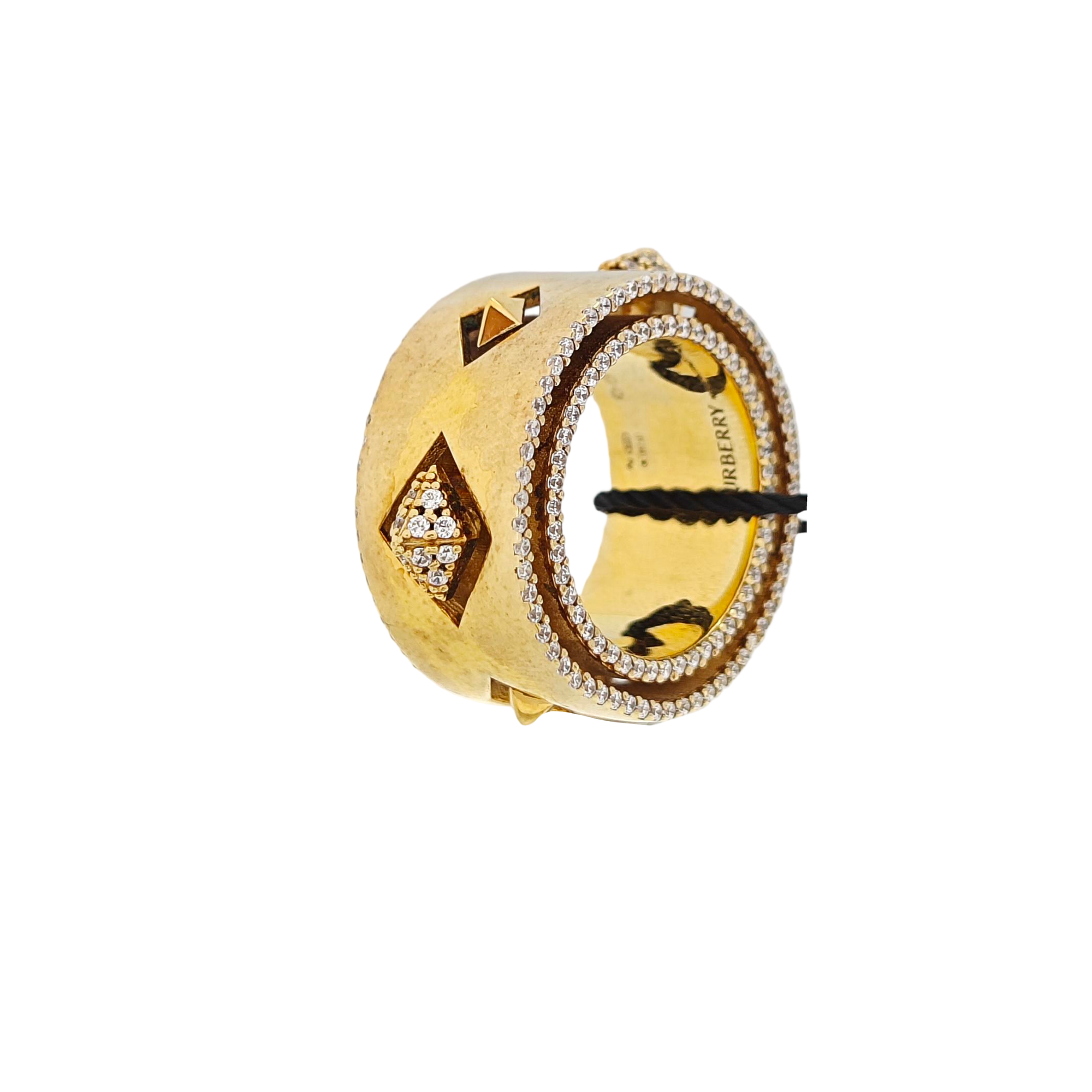 925 Sterling Silver Gold Ring EU 51