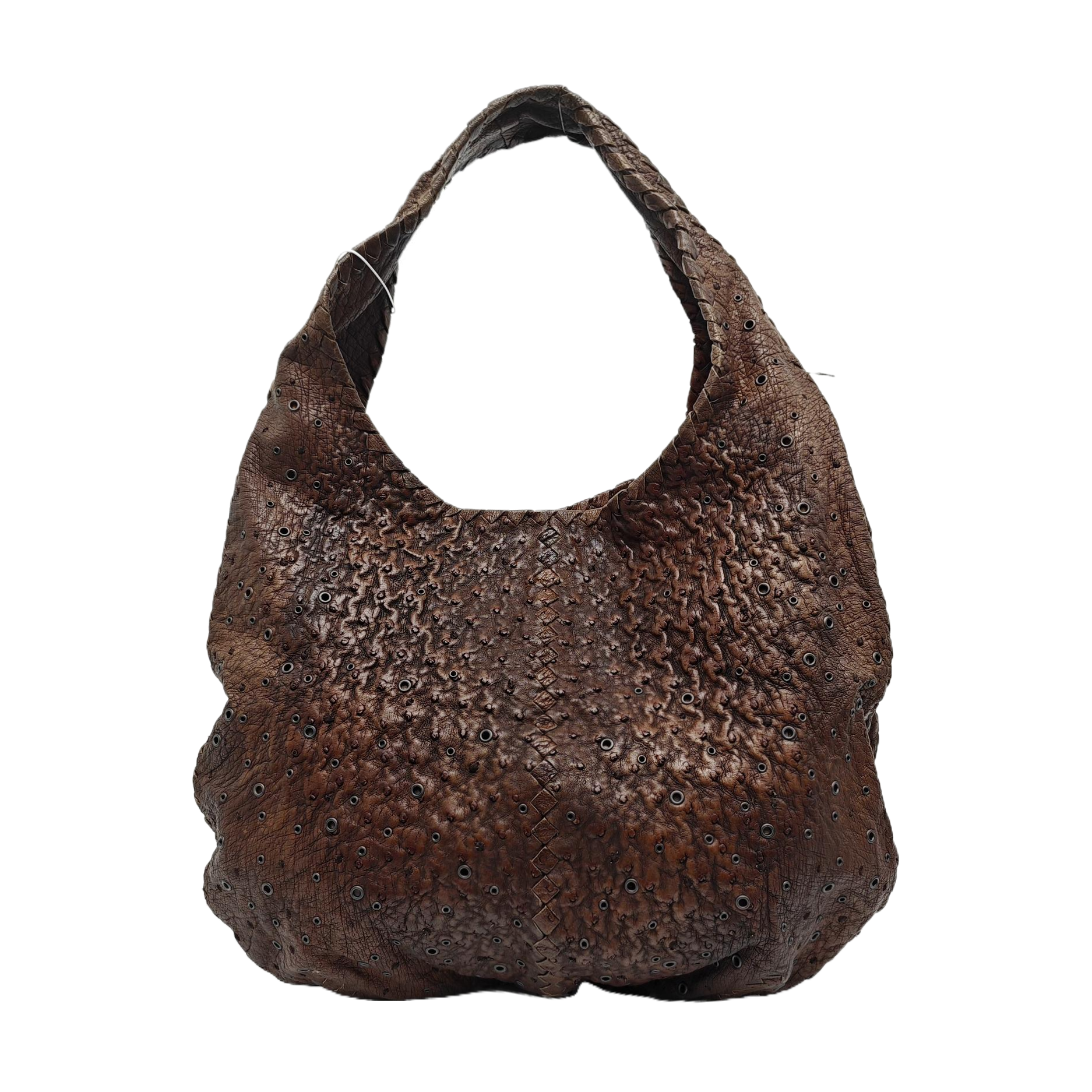 Ostrich Top Handle Bag Brown