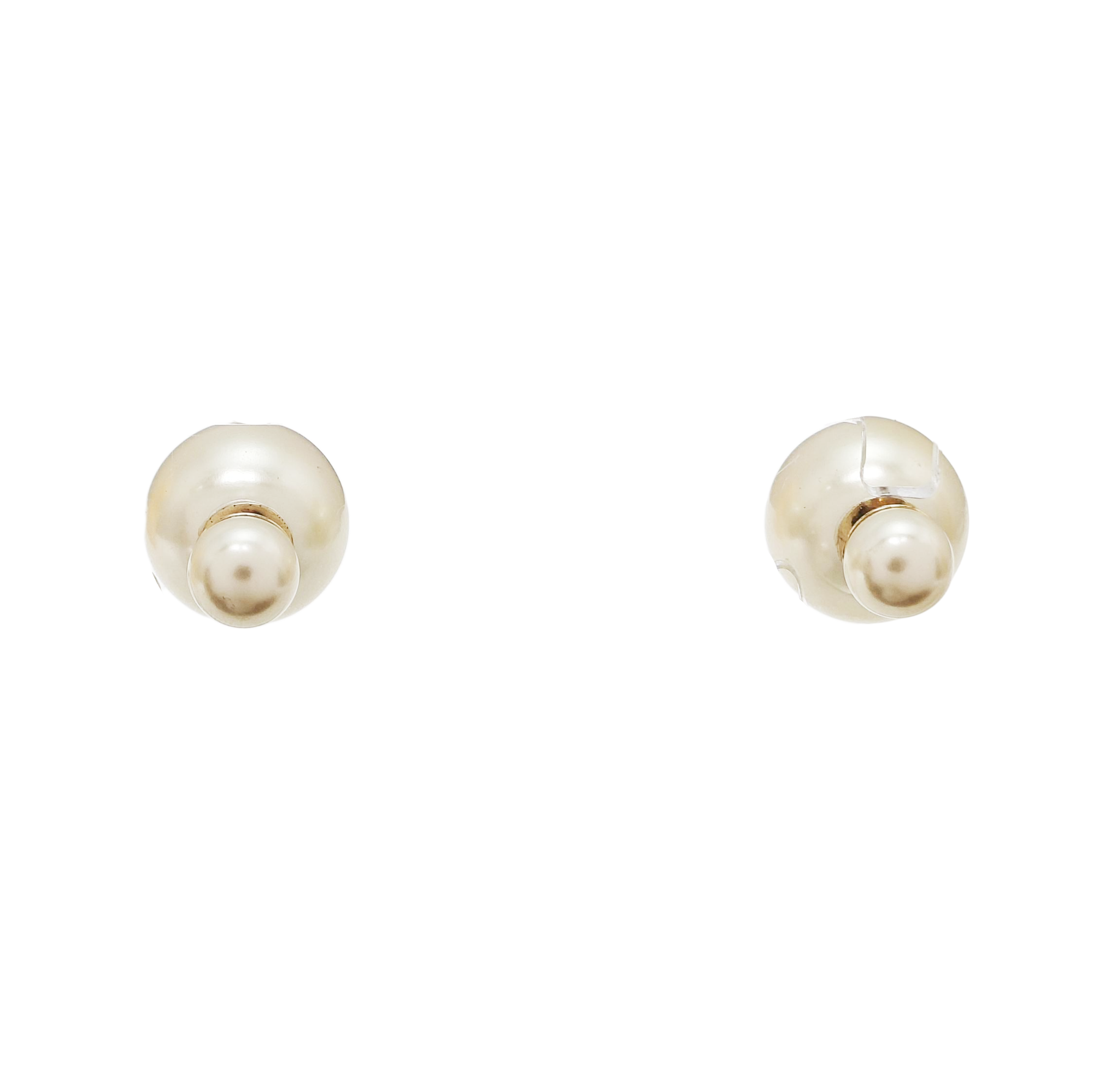 Dior Tribales Faux Pearl White Stud Earrings