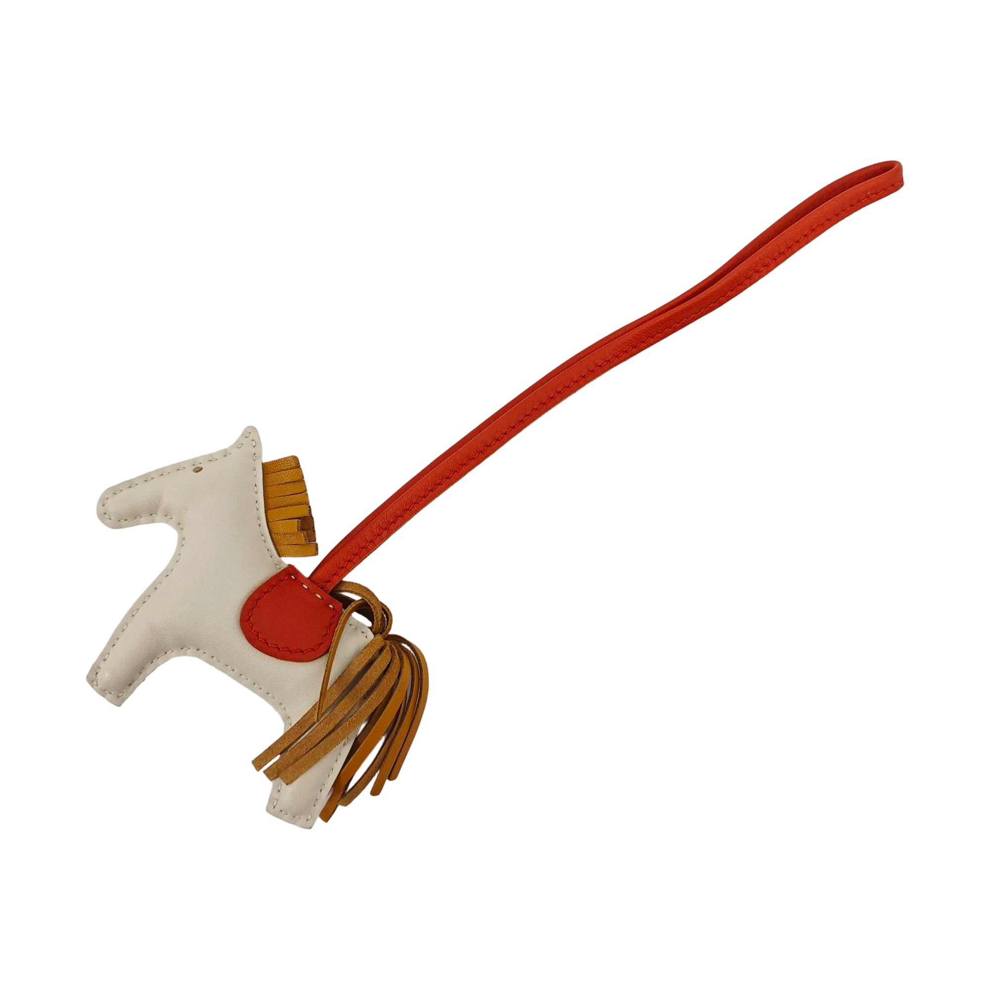 Leather Bag Charm White