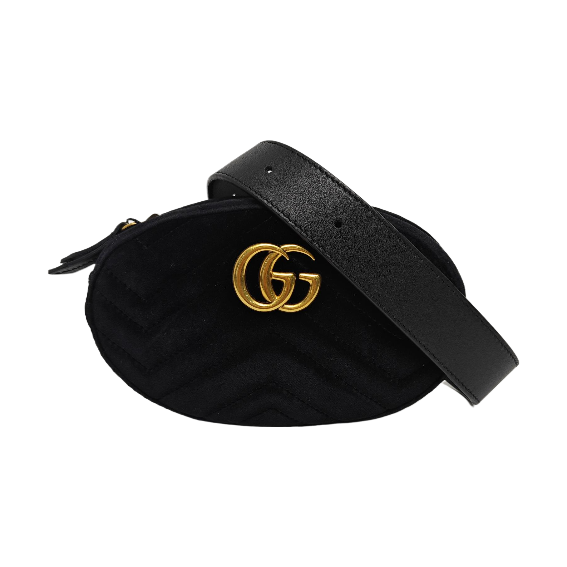 Authenticated pre-owned  GG Marmont Quilted Velvet Black - Belt Bag at Looply