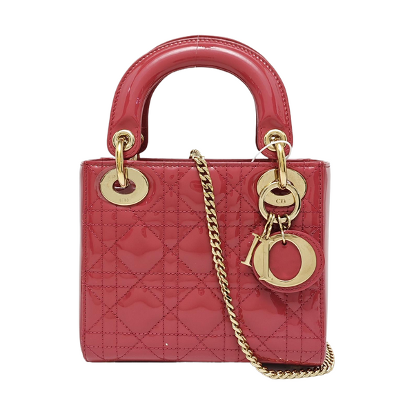Lady Dior Mini Cannage Patent Leather Pink