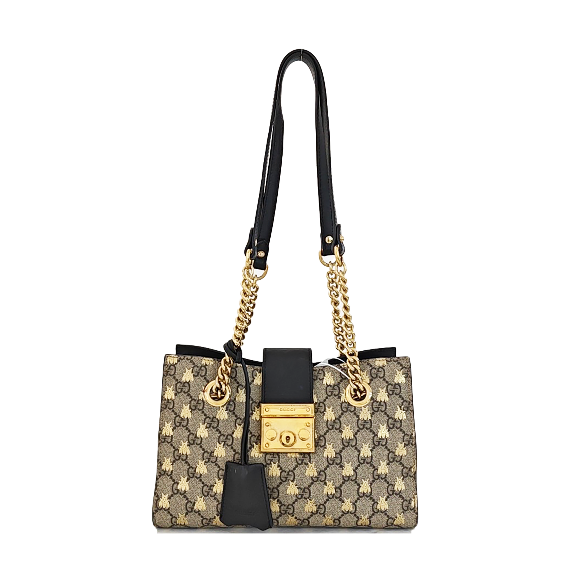 Padlock Small Monogram Coated Canvas Beige