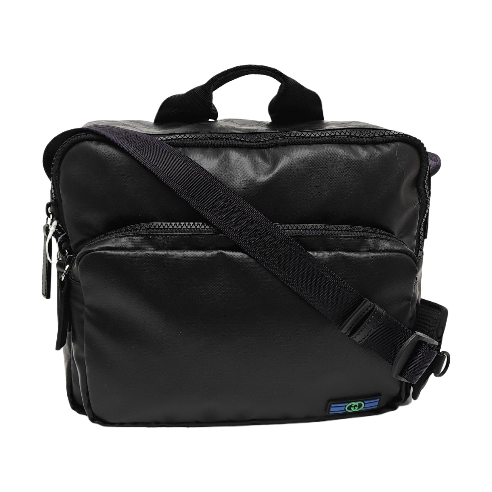 Monogram Coated Canvas Shoulder Bag Black