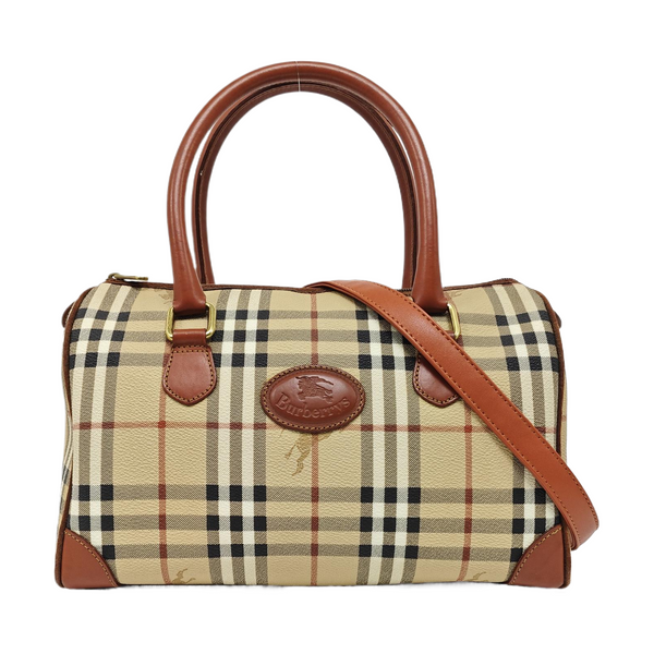 Coated Canvas Top Handle Bag Beige