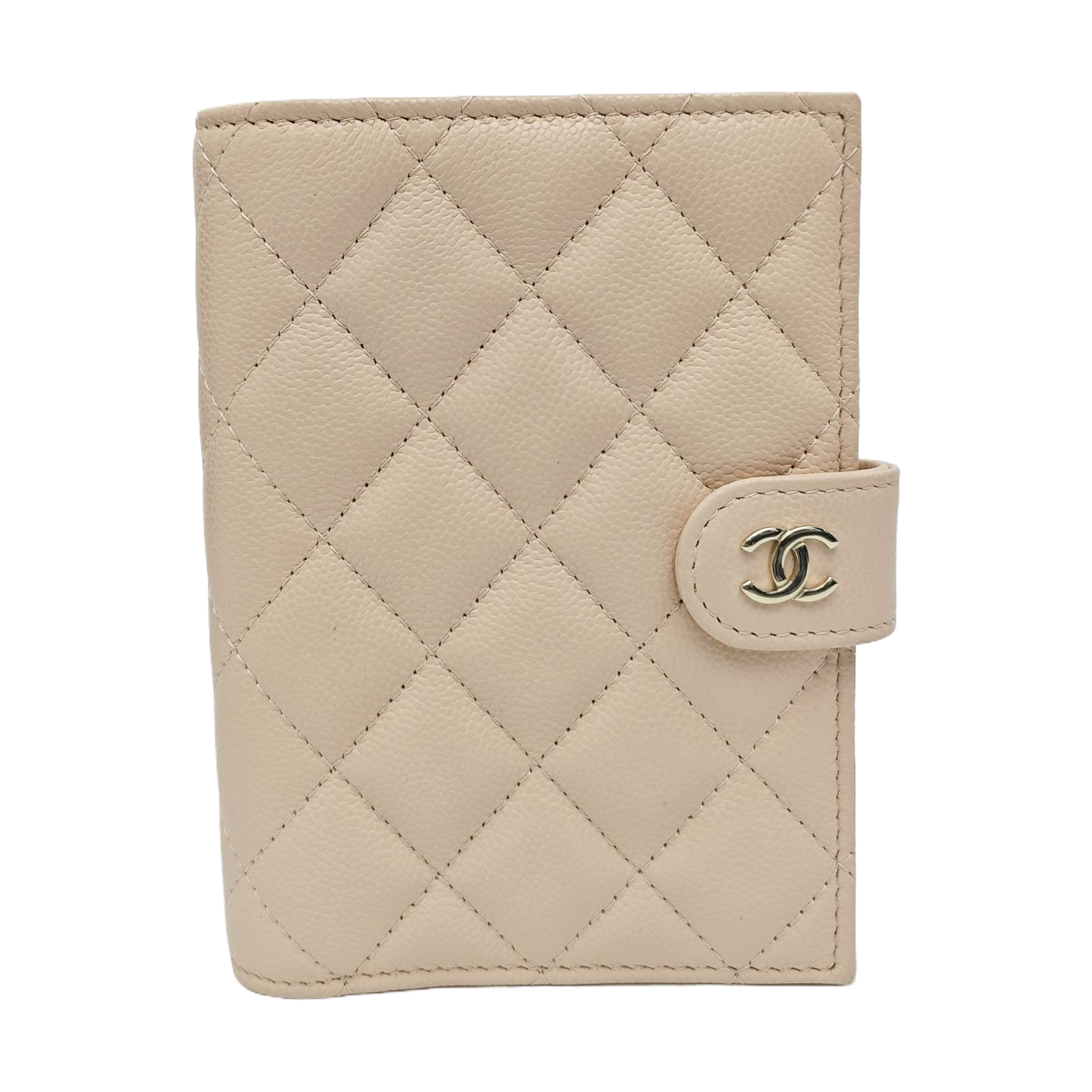 Quilted Grained Calfskin Wallet Pink