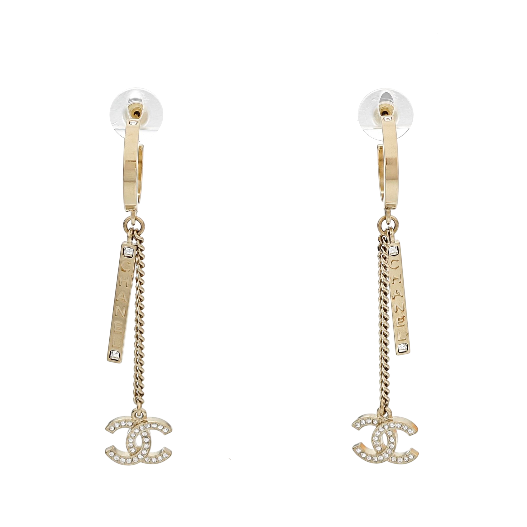 CC Logo Metal Gold Stud Earrings