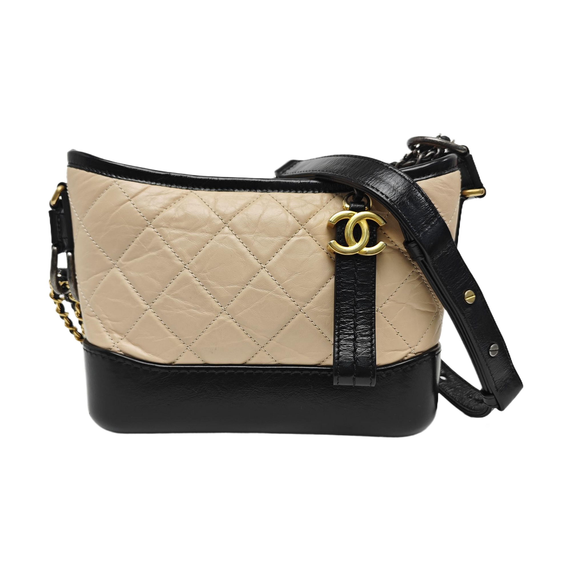 GABRIELLE Small Quilted Calfskin Beige