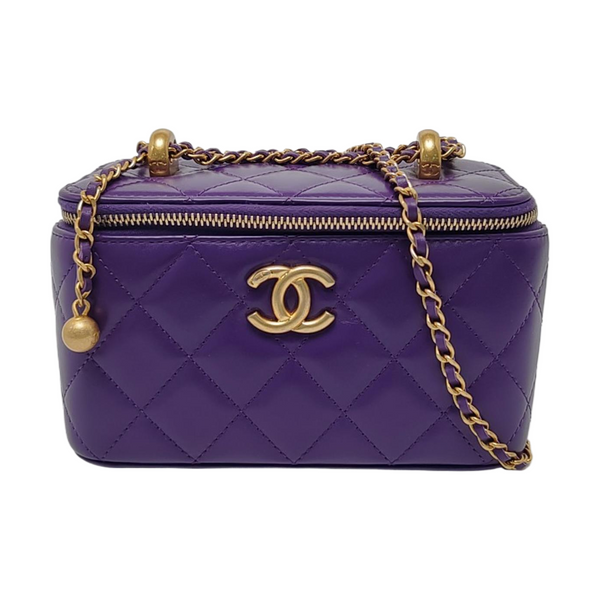 VANITY CASE Small Quilted Calfskin Purple
