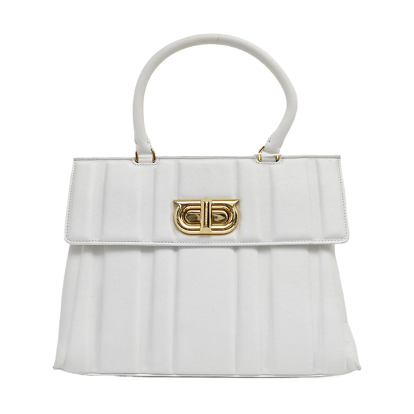 Quilted Calfskin Top Handle Bag White