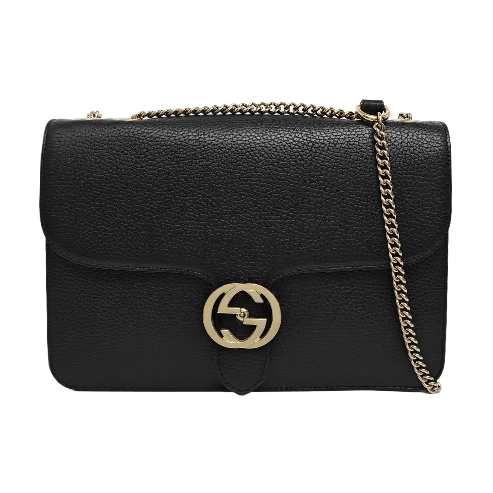 Interlocking G Large Calfskin Black