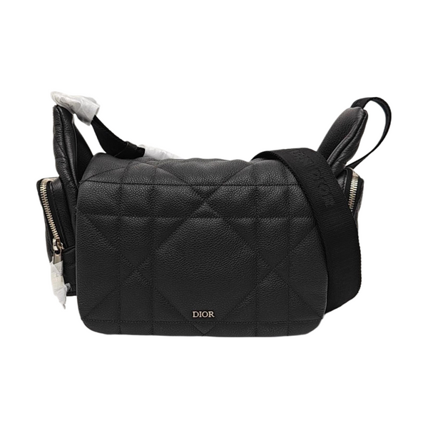 Cannage Calfskin Shoulder Bag Black