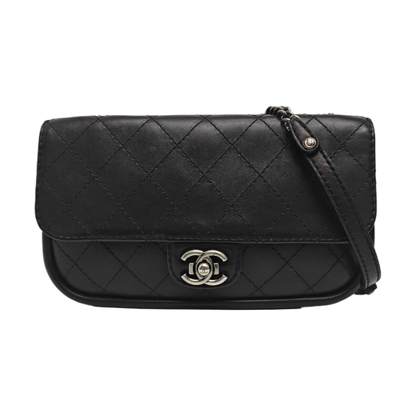 Quilted Calfskin Shoulder Bag Black